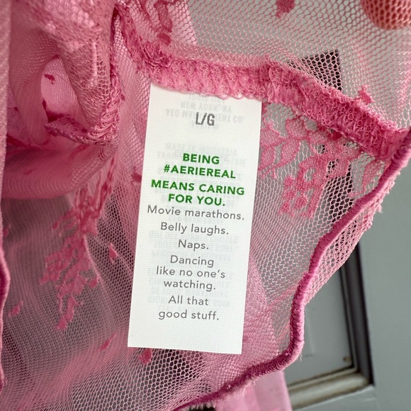 NWT Aerie Long sleeve mesh layering top in pink size L - Picture 7 of 7